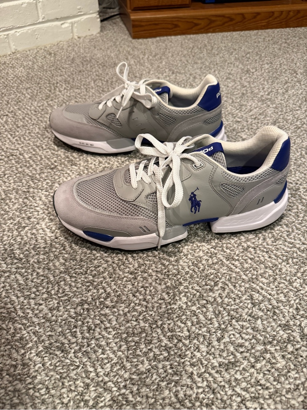 Polo Ralph Lauren Gray and Blue Jogger Athletic Shoes